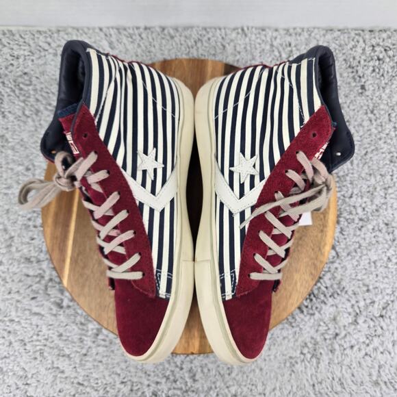 Converse Pro Leather Vulc Mid White Blue Red Striped Casual Y2K Sneaker Mens 9 - Picture 7 of 12